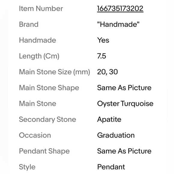 OYSTER TURQUOISE PENDANT - Picture 2 of 3